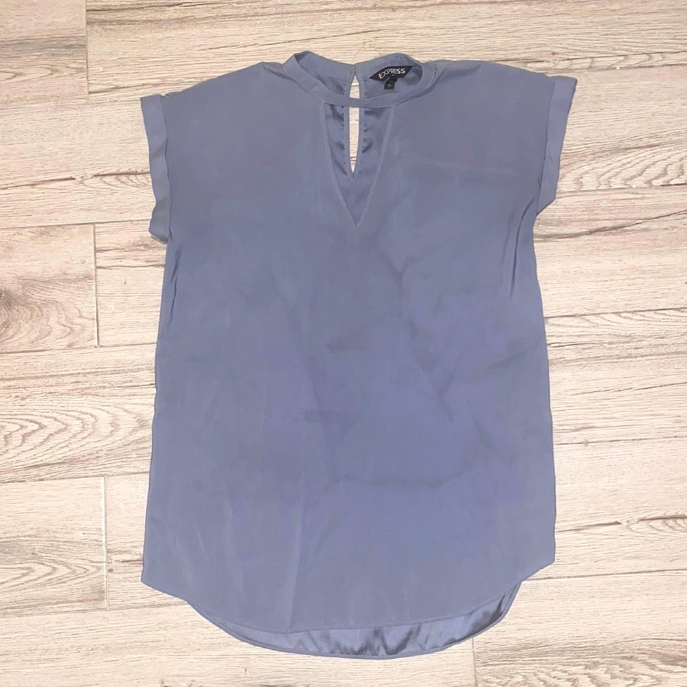 Express blouse, blue gray in color